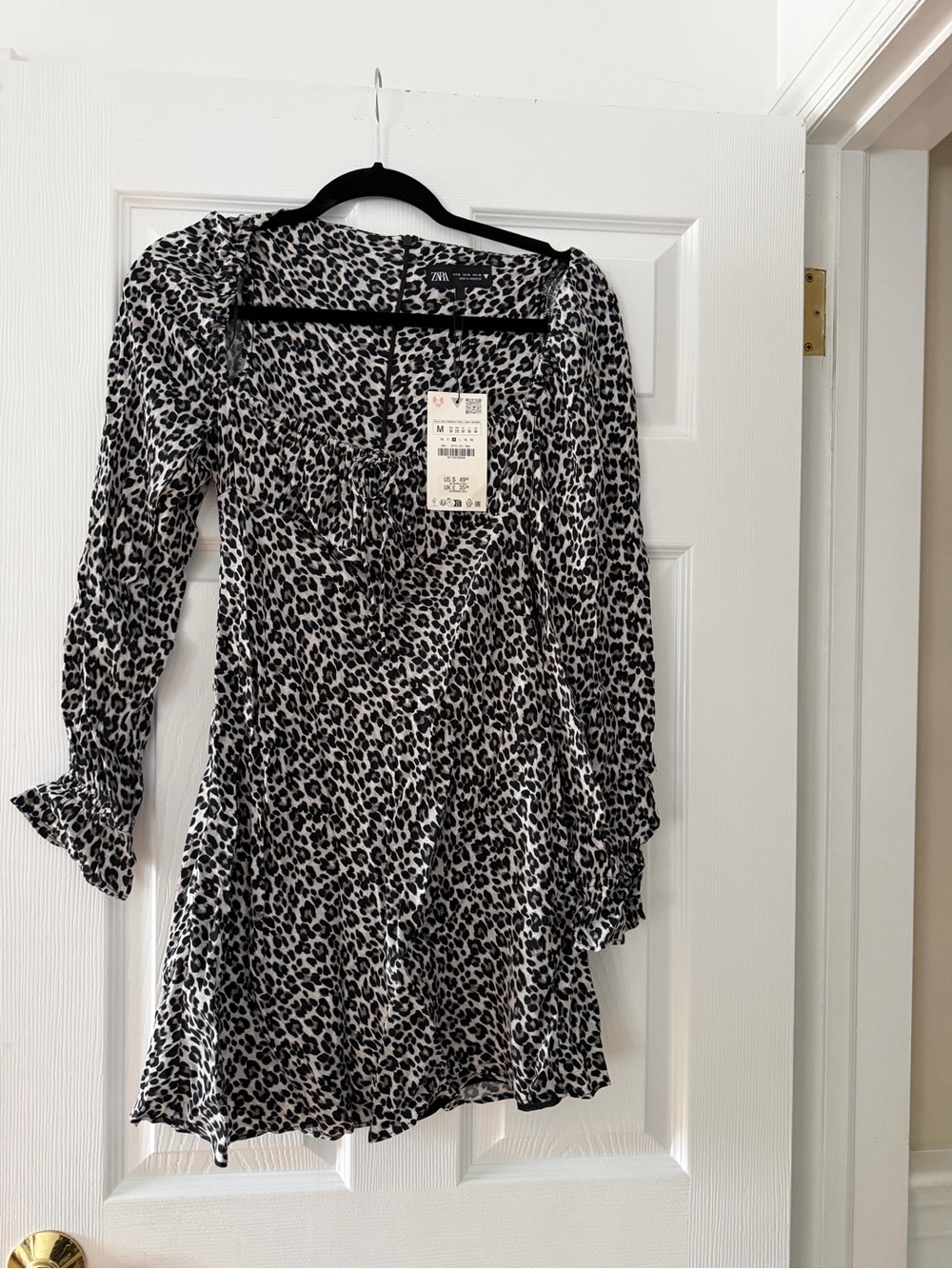 ZARA Black and White Leopard Print Mini Dress